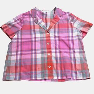 Love by Gap Pink Plaid Button Up Short Sleeve Collared Shirt Women's‎ Top